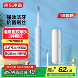 京东京造声波电动牙刷成人Lite蓝 3模式+缓震包胶刷头+收纳盒长续航电动牙刷儿童男生生日礼物女士