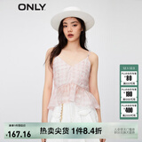ONLY甜美百搭满印修身短款吊带雪纺衫女|12328I002 HB4 粉色千鸟格 M (165) 84A