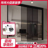 画间极简三联动推拉门厨房移门超白油砂玻璃阳台推拉门卫生间玻璃门 测量设计