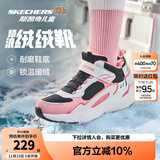 Skechers斯凯奇儿童秋冬休闲男女童二棉鞋轻质加绒保暖靴405222L/302583L 女童/黑色/白色/粉红色/BKWP 36