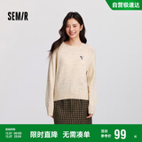 森马（Semir）史努比系列毛衣女冬彩点含羊毛插肩袖绣花圆领套头衫101724107025