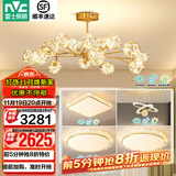 雷士（NVC）北欧现代轻奢智能网红led萤光客厅吊灯餐厅吊灯中山灯具灯饰套餐 萤光吊杆套餐【三室两厅B】