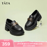 他她（TATA）英伦厚底jk乐福鞋女鞋黑色学院小皮鞋浅口单鞋子GOK02AA4 黑色 38