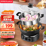 荣事达（Royalstar）电炒锅电蒸锅电煮锅多功能家用电热锅山东锅铸铁一体炖蒸煮不粘多用途锅RDG-BY28T带蒸笼-28cm