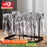 青苹果玻璃水杯架 黑色轻奢不锈钢玻璃杯架 酒杯玻璃杯牛奶杯茶杯杯架