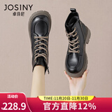 卓诗尼厚底马丁靴女2025年冬新款春秋单靴子女粗跟女鞋加绒英伦风短靴女 黑色-厚绒 38