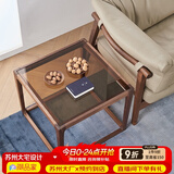 青春潮 边几 实木小角几 钢化玻璃小茶几 北美黑胡桃FAS简约方几 黑胡桃（65*65*50cm） 玻璃面