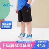 361°儿童短裤夏季男女童3-12岁透气运动裤梭织五分裤 黑 110