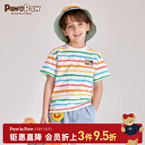 PawinPaw卡通小熊童装夏季男童撞色彩虹条纹短袖T恤 Mix混合色/99 90