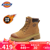 Dickies女士马丁靴高帮时尚情侣靴百搭工装靴女 土黄-加绒 女款-36 