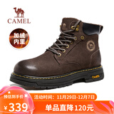 骆驼（CAMEL）王俊凯同款冬加绒户外工装马丁大黄靴男 G15W136025R 咖啡色 41