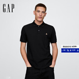 GAP男女装2025春季新款小熊刺绣短袖T恤休常规polo衫美版708395 黑色 XS 美码 S亚洲码175/88A 【偏小，建议选大一码】