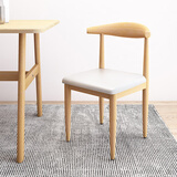 虞萌馨迪家具餐椅北欧风牛角椅靠背椅简约经济书房凳子卧室家用仿实木椅子 原木色+白色【PU款】 小牛角椅