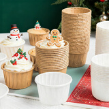 杰凯诺（Jekero）防油纸卷口杯 100个家用小蛋糕纸杯马芬杯托烘焙模具（牛皮纸色）