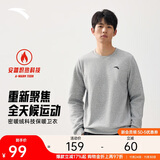 安踏加绒卫衣男冬季保暖圆领卫衣长袖套头衫针织运动休闲加厚上衣