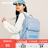 斯凯奇（Skechers）双肩包男女同款书包简约时尚大容量旅行包学生背包 冰川蓝【经典款-约24.4L大容量】