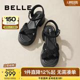百丽（Belle）满钻条带繁星休闲凉鞋女商场款厚底凉鞋A9S2DBL4 黑色 39 (245mm)