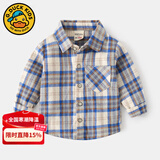 G.DUCKKIDS小黄鸭儿童格子衬衫韩版童装男童长袖衬衣时尚宝宝休闲上衣 蓝色格子 130 cm （建议身高120-125cm）