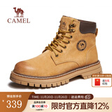 骆驼（CAMEL）【王俊凯同款】加绒马丁靴男鞋秋冬新款大黄靴女户外工装登山靴子 G122W7757TR金黄色（男 绒里款） 44