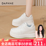 达芙妮官方小白鞋女2025年秋冬爆款女鞋透气百搭运动休闲女鞋厚底板鞋女 白色厚底【6cm跟高】 37