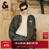杰克·琼斯（JACK&JONES）25年秋冬男装棉衣飞行夹克男保暖宽松潮流连帽短款棉服外套男士 黑橄榄E06 3XL 195