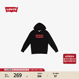 Levi's【特价来袭】李维斯情侣同款经典宽松休闲logo套头连帽卫衣 黑色 19622-0005 S
