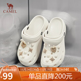 骆驼（CAMEL）洞洞鞋女时尚DIY鞋花休闲凉鞋显高凉拖鞋 L25M071023 米白 38-39
