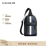 蔻驰（COACH）【品牌直供】男士休闲单肩斜挎包胸包送男友礼物礼物 蓝白条纹CV923 QBOH0