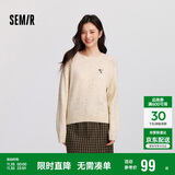 森马（Semir）史努比系列毛衣女冬彩点含羊毛插肩袖绣花圆领套头衫101724107025