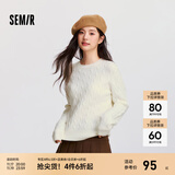 森马（Semir）森柔毛衫|毛衣女圆领纯色打底衫简约休闲冬季温柔系绞花百搭 奶白10501 L