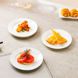 斯凯绨（Sky Top）盘子骨碟陶瓷吃碟骨瓷酱菜碟家用餐具套装纯白6英寸平盘4件