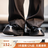 Mr.A德比鞋男款圆头大头鞋黑色工装鞋通勤马丁靴厚底增高休闲皮鞋MRA 磨砂黑 37.5 =38女码