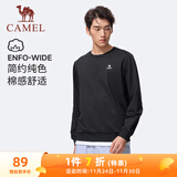 骆驼（CAMEL）长袖圆领套头卫衣男宽松休闲运动打底衫 J13CAYL6063 幻影黑 XXL