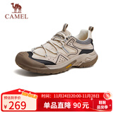 骆驼（CAMEL）踏山男士户外登山复古网面休闲低帮徒步鞋 G14S342046 杏色 43
