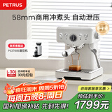 柏翠(petrus)【政府补贴】咖啡机意式浓缩家用小型半自动蒸汽打奶泡PE3833 海盐小方