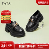他她（TATA）英伦厚底jk乐福鞋女鞋黑色学院小皮鞋浅口单鞋子GOK02AA4 黑色 39
