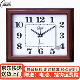 康巴丝 客厅挂钟表静音卧室办公挂表简约日历时钟家用石英钟万年历 41*36厘米 木纹