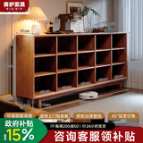 青栌纯实木书架置物架落地全实木书柜一体靠墙儿童客厅收纳矮柜格子柜 15格 | 樱桃木色180cm-包安装 3A级橡胶木+层板可调+送货上门