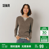 森马（Semir）森马毛衣女短款假两件含羊毛针织衫24冬新款保暖内搭109724107015