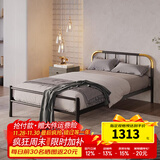 天坛家具铁艺床经典单双人钢木铁床现代环保简约小户型黑白色铁艺婚床 铁艺床（黑色）（不含床垫） 1.5*2.0m