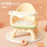 贝玛多吉宝宝吃饭桌餐椅凳子婴儿童椅子家用塑料靠背座椅叫叫小板凳多功能 绿色椅+餐盘(PVC软垫有声款)