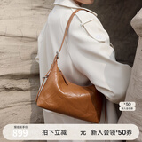 半坡饰族（bampo）新款小绵绵女包头层牛皮腋下包新款真皮轻奢hobo单肩斜挎包女礼物 浅灰白