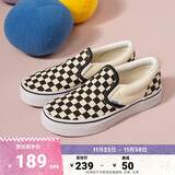 VANS范斯童鞋官方 Slip-On棋盘格亲子款舒适一脚蹬中大童帆布鞋 黑白棋盘格 31码 实测内长19.5cm