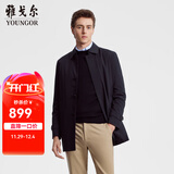 雅戈尔（YOUNGOR）风衣男翻领长款羽绒风衣聚酯纤维可脱卸羽绒内胆 VEYF429948ABA黑色 L 175/96A