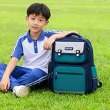 Edison小学生书包护脊减负反光大容量防泼水防下坠儿童背包2213-1蓝绿