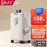 EAZZ【5轮承重+轻便加大容量】行李箱女拉杆箱男旅行箱学生密码皮箱子 新增USB充电口+杯架+挂钩白色 20英寸 ｜四轮常规55分登机箱