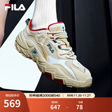 FILA 斐乐官方老爹鞋男女情侣鞋减震跑步鞋运动鞋掠夺者 2 【女款】米色/雨雾灰-AN 37.5