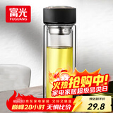 富光 男女士双层玻璃杯 水杯 支持团购定制 304杯子泡茶杯400ML黑