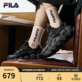 斐乐（FILA）女鞋可颂面包鞋老爹鞋运动鞋新款厚底鞋 黑/影黑灰-BD 38