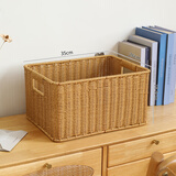 ken's仿藤编织收纳筐 客厅书报零食杂物浴室脏衣收纳篮橱柜整理筐 浅咖色35*26*18.5cm
